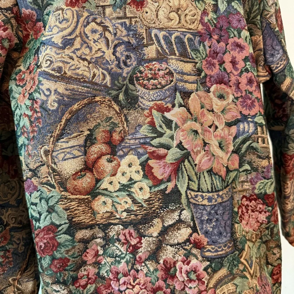 🍎ERIN LONDON Vintage Floral Tapestry Jacket Medium 🧺 - Picture 5 of 9